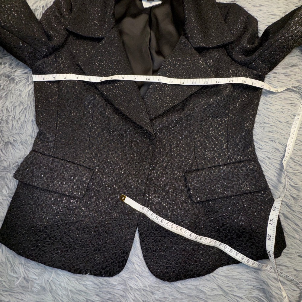 Lafayette 148 Blazer Women's 10 Black Sparkle Tweed Blazer‎ Shawl Collar Event - Picture 6 of 13